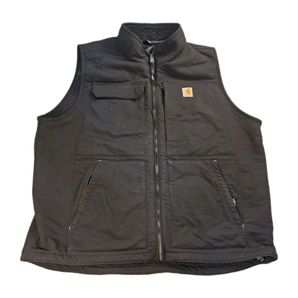 Carhartt Super Dux Rain Defender Men's Black Lined Full Zip Vest XL Logo